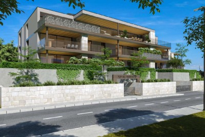 A beautiful apartment with a garden and a view of the sea in a luxurious new building in Novigrad
