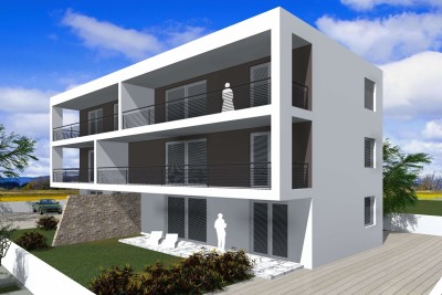 Apartment on the ground floor under construction with a large garden, near Umag