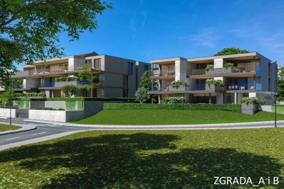 Quality apartment on the ground floor under construction in a great location with a garden and sea view in Novigrad